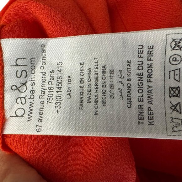 ba&sh Paris Amber Blouse Women’s Size Small Coral Embroidered V-Neck 3/4 Sleeve - Picture 7 of 9